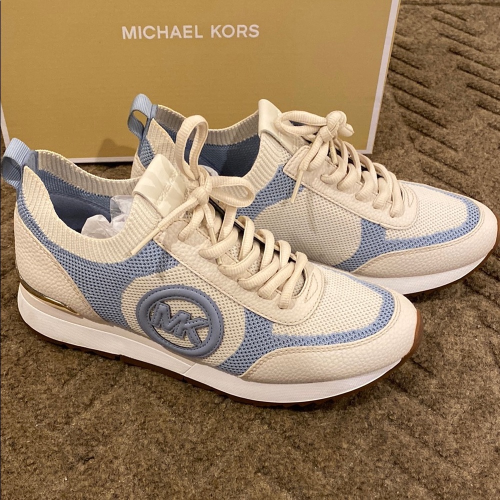 Michael Kors Cream and Blue Sneakers